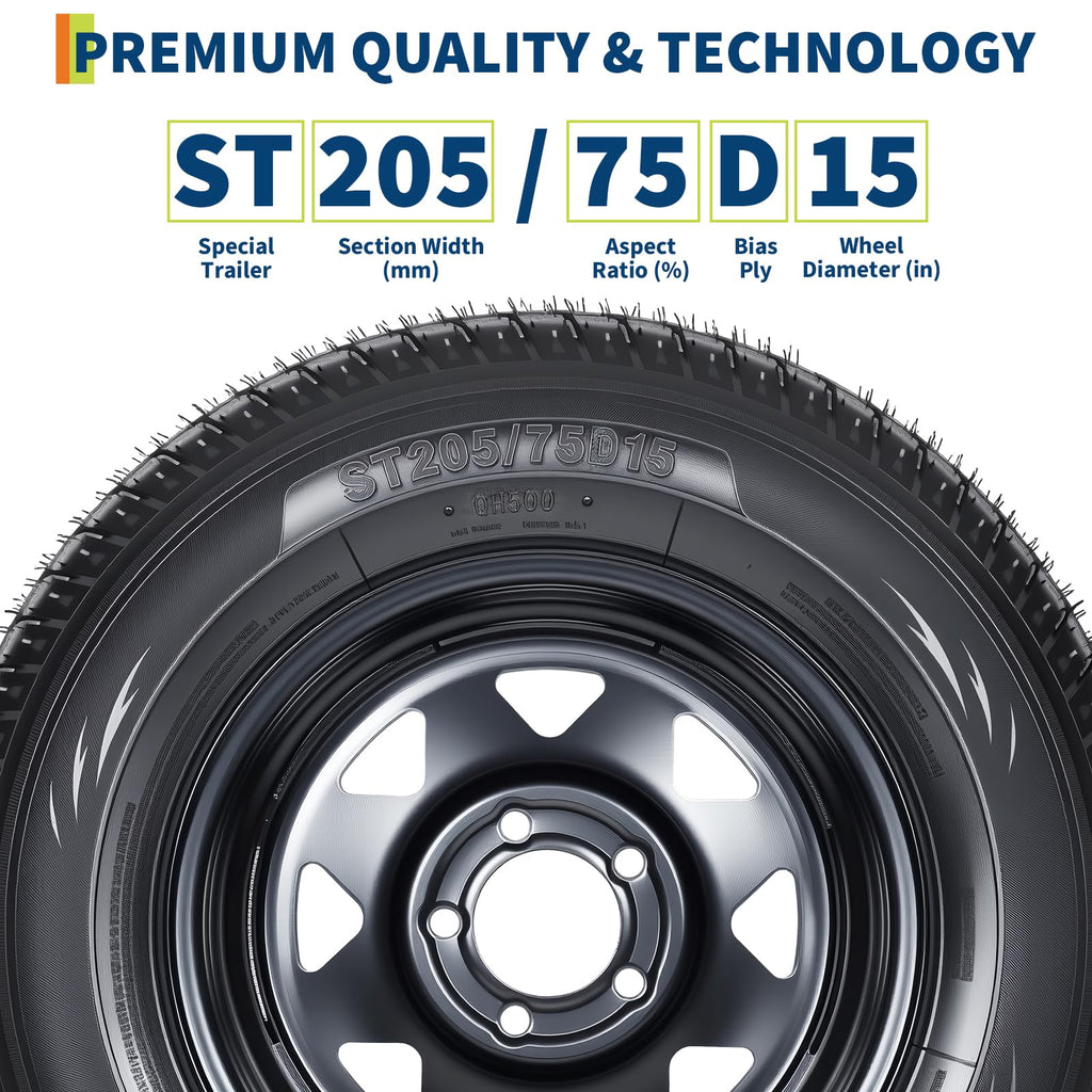2-Pack ST205/75D15 Trailer Tires and 15" Rims O9348