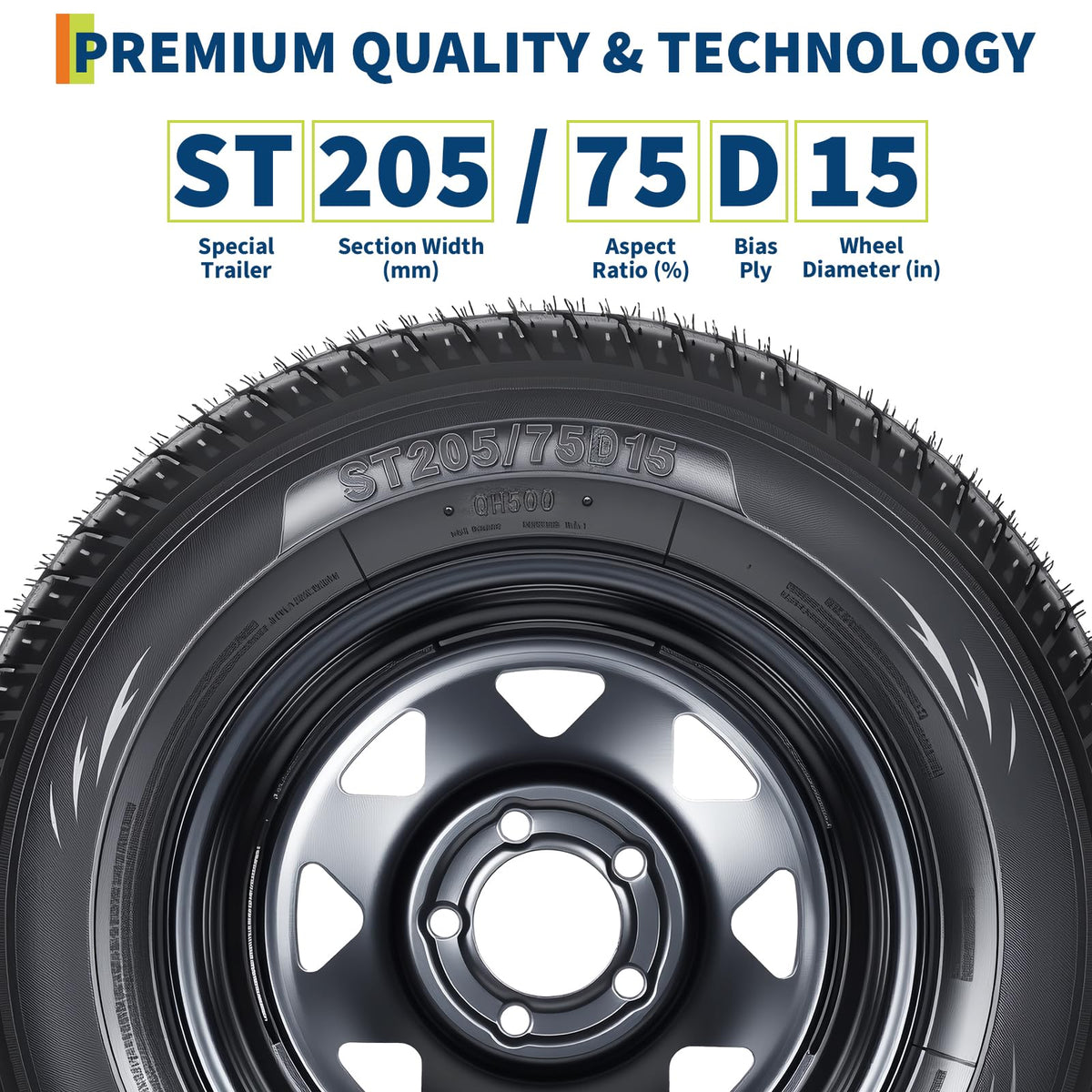 2-Pack ST205/75D15 Trailer Tires and 15" Rims O9348