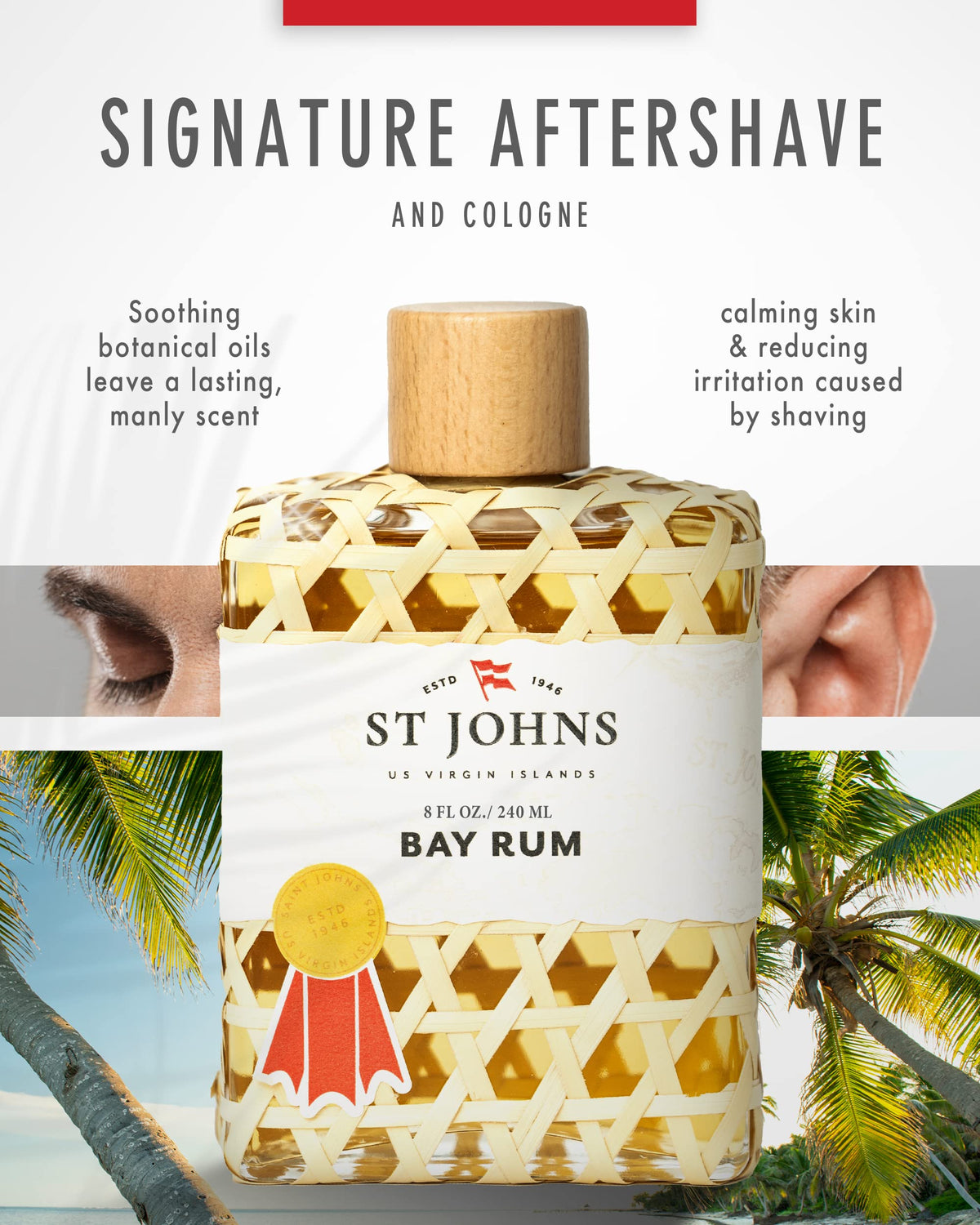 Bay Rum Aftershave and Cologne 8 oz Splash Bottle U591111