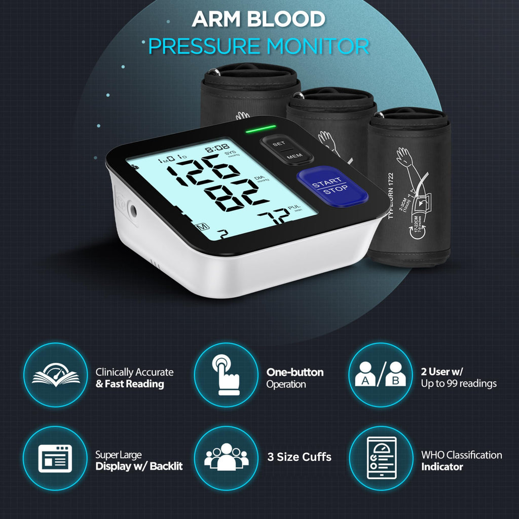Upper Arm Blood Pressure Machine with 3 Size Cuffs E58164