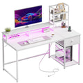 44" White Gaming Desk with Hutch & Shelves B1955