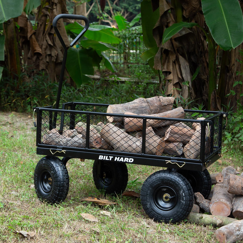 400 Lbs Capacity Mesh Steel Garden Cart with 10" All Terrain Wheels B604978