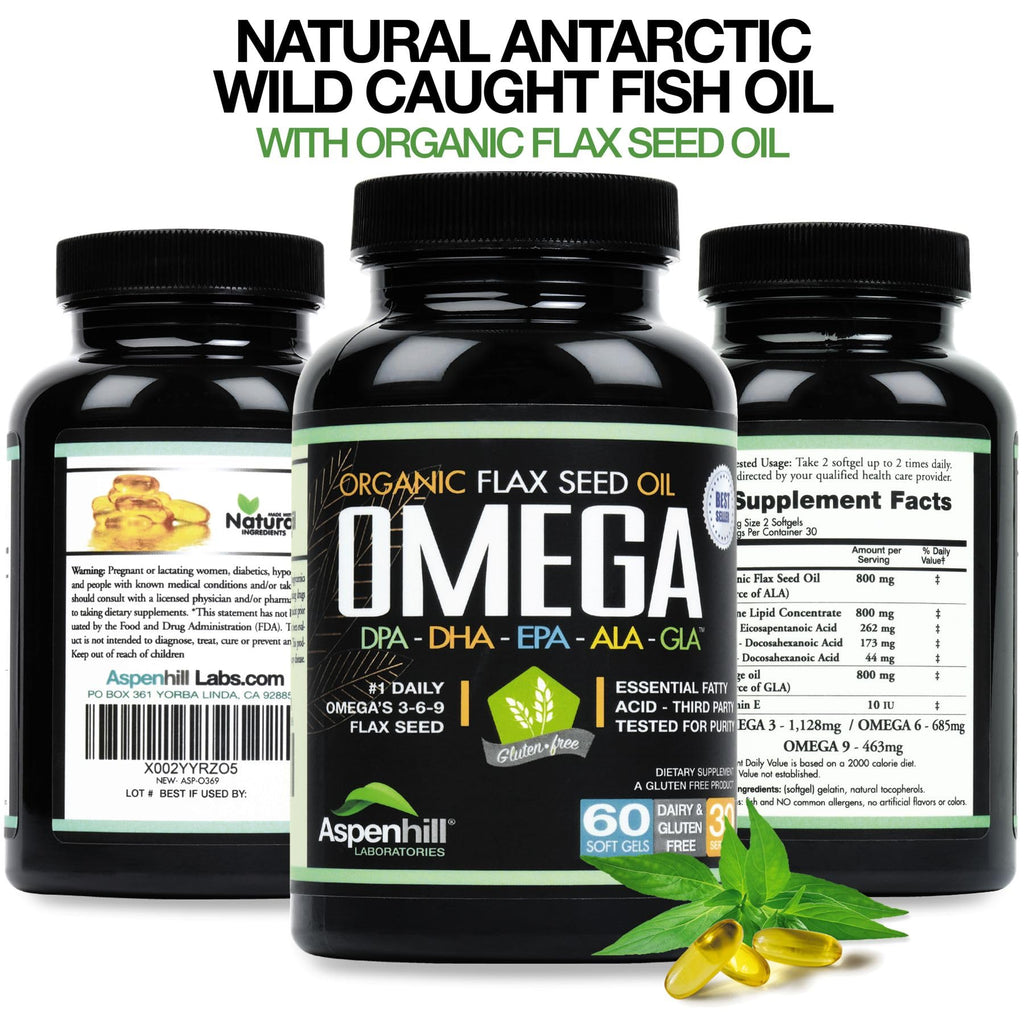 Wild Caught Omega 3 Fish Oil 2400 mg 60 SoftGels J8250