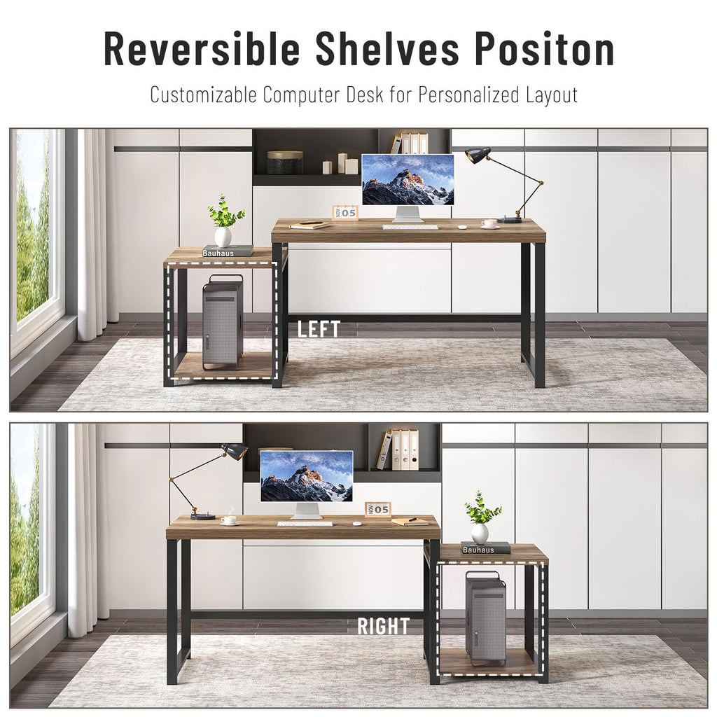 63 Inch Wood Computer Desk with Storage Shelves W5638