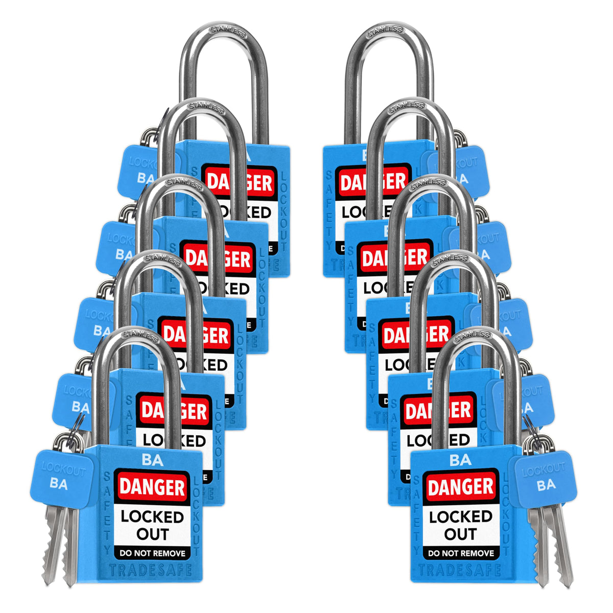 10 Blue Keyed Alike Locks D25734