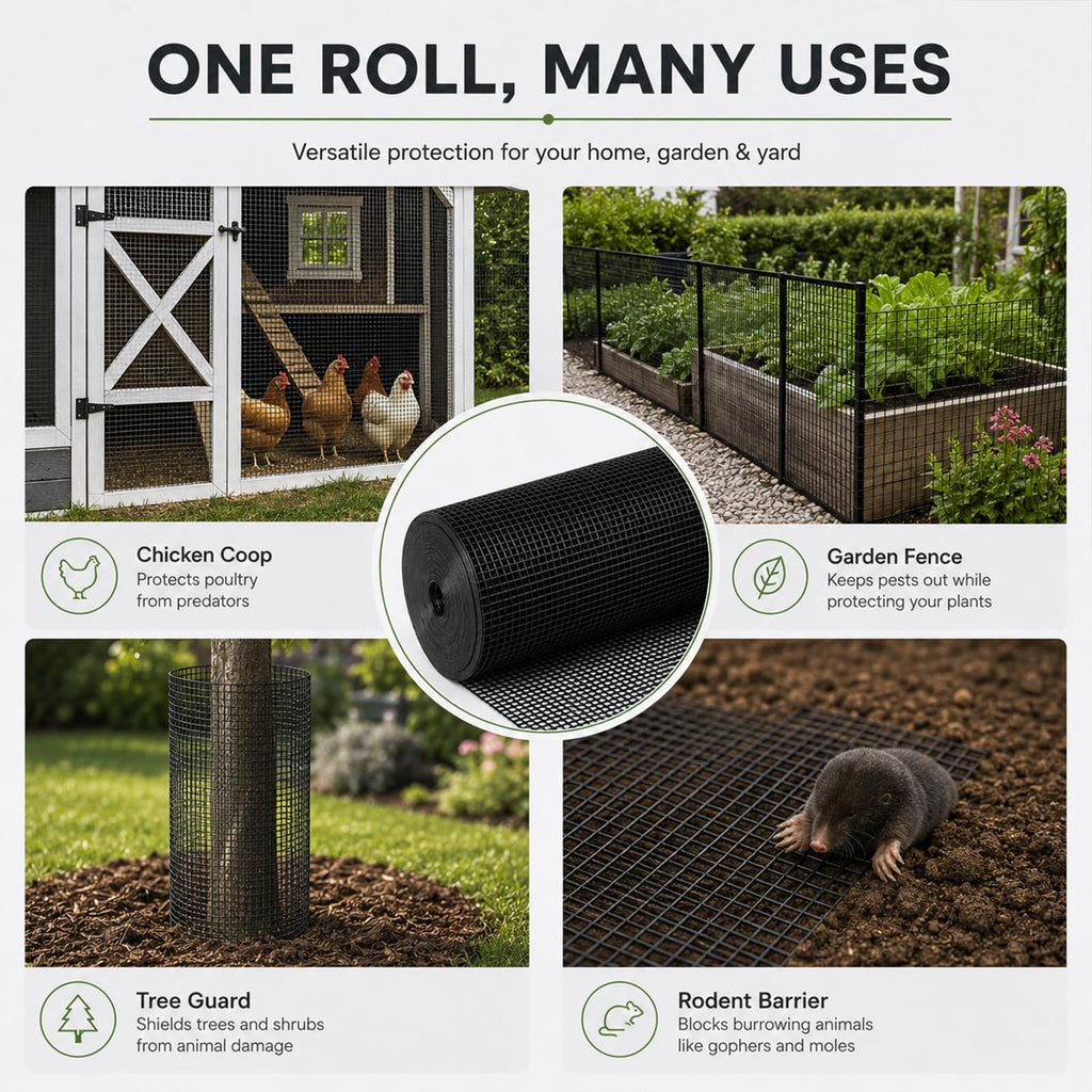 Black 1/2 inch 19 Gauge Wire Mesh Roll U270
