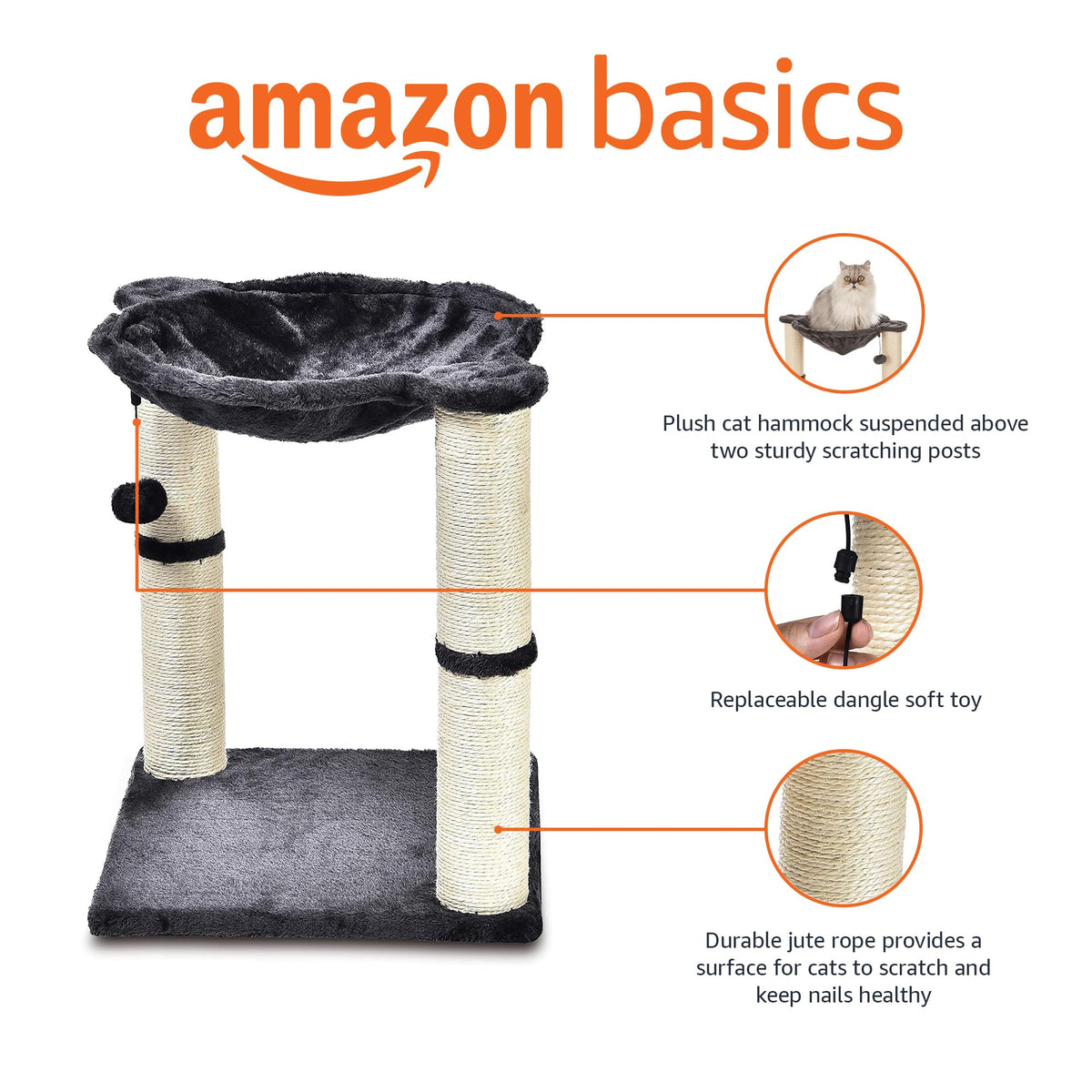 Cat Condo Tower with Hammock Bed and Scratching Posts Z361927