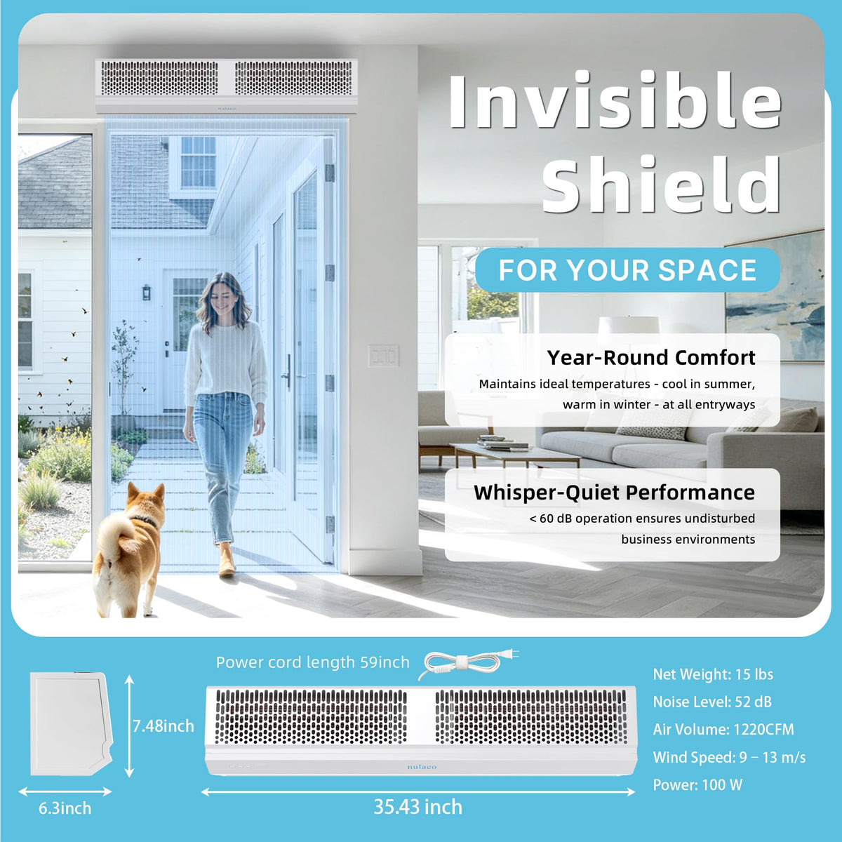 36'' Wall-Mounted 2-Speed Air Curtain P212