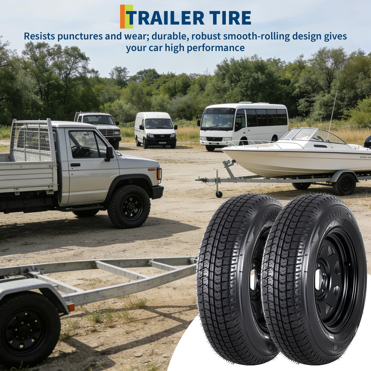 2-Pack ST205/75D15 Trailer Tires and 15" Rims O9348