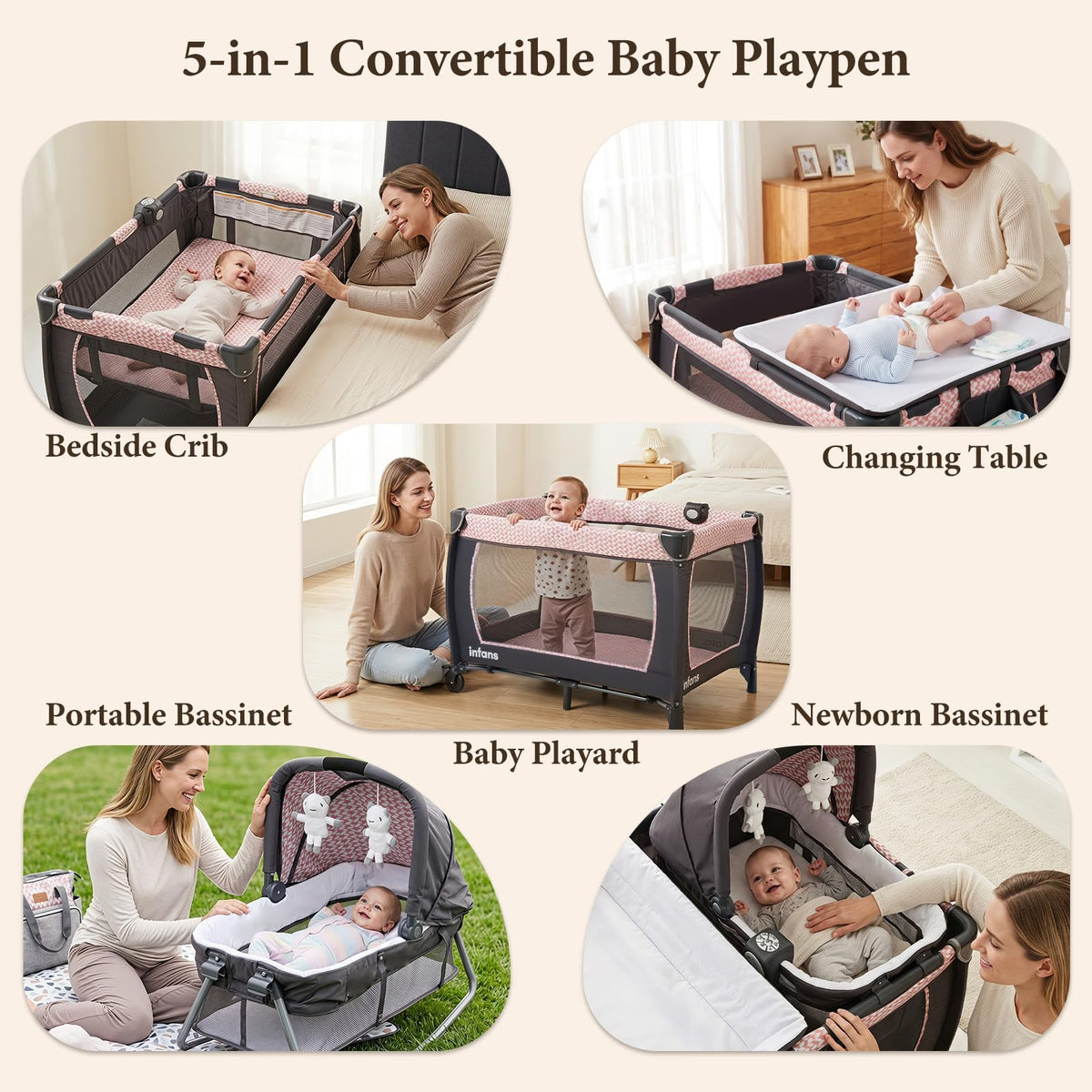 5 in 1 Pack and Play with Bassinet V8641