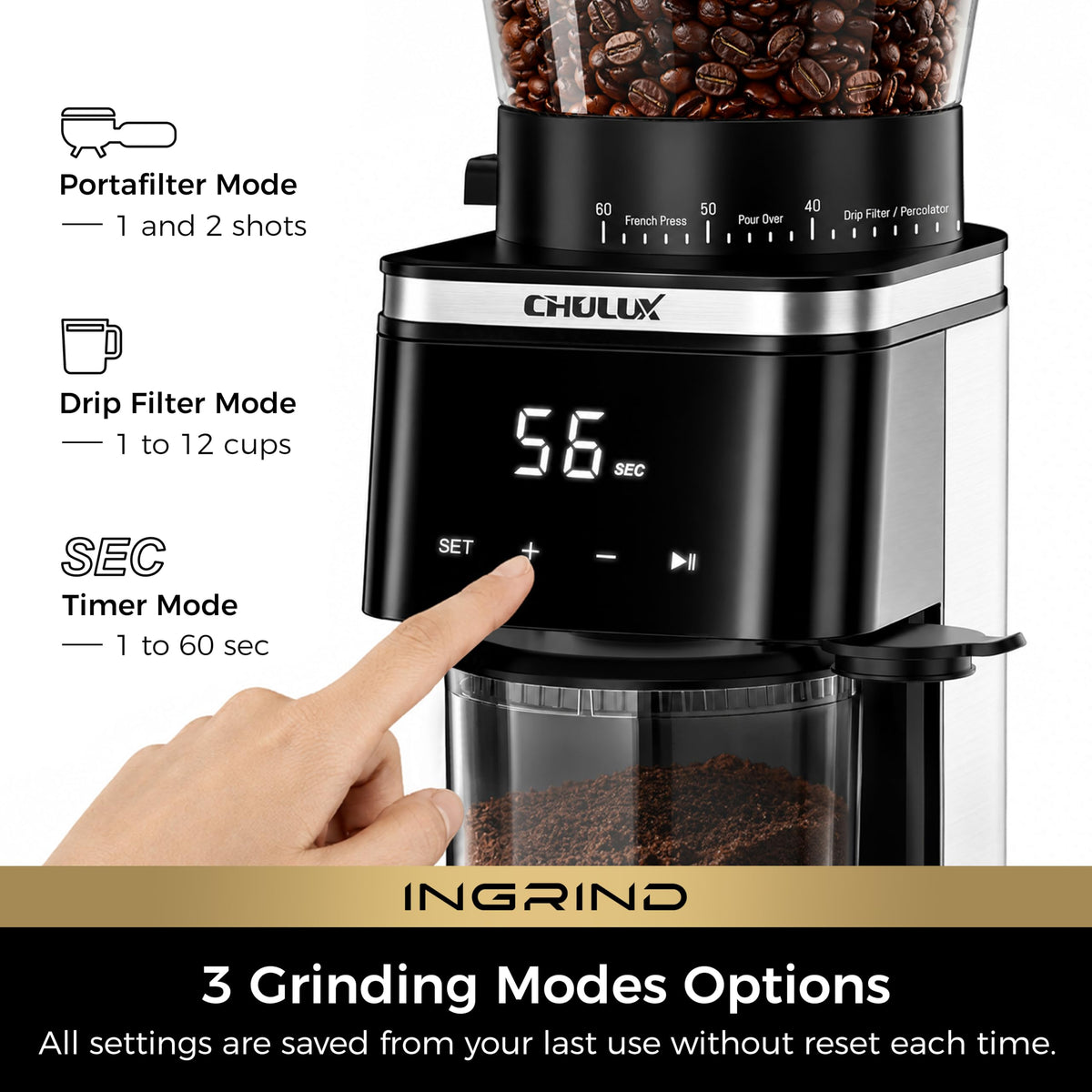 Espresso Machine with Conical Burr Coffee Grinder N459
