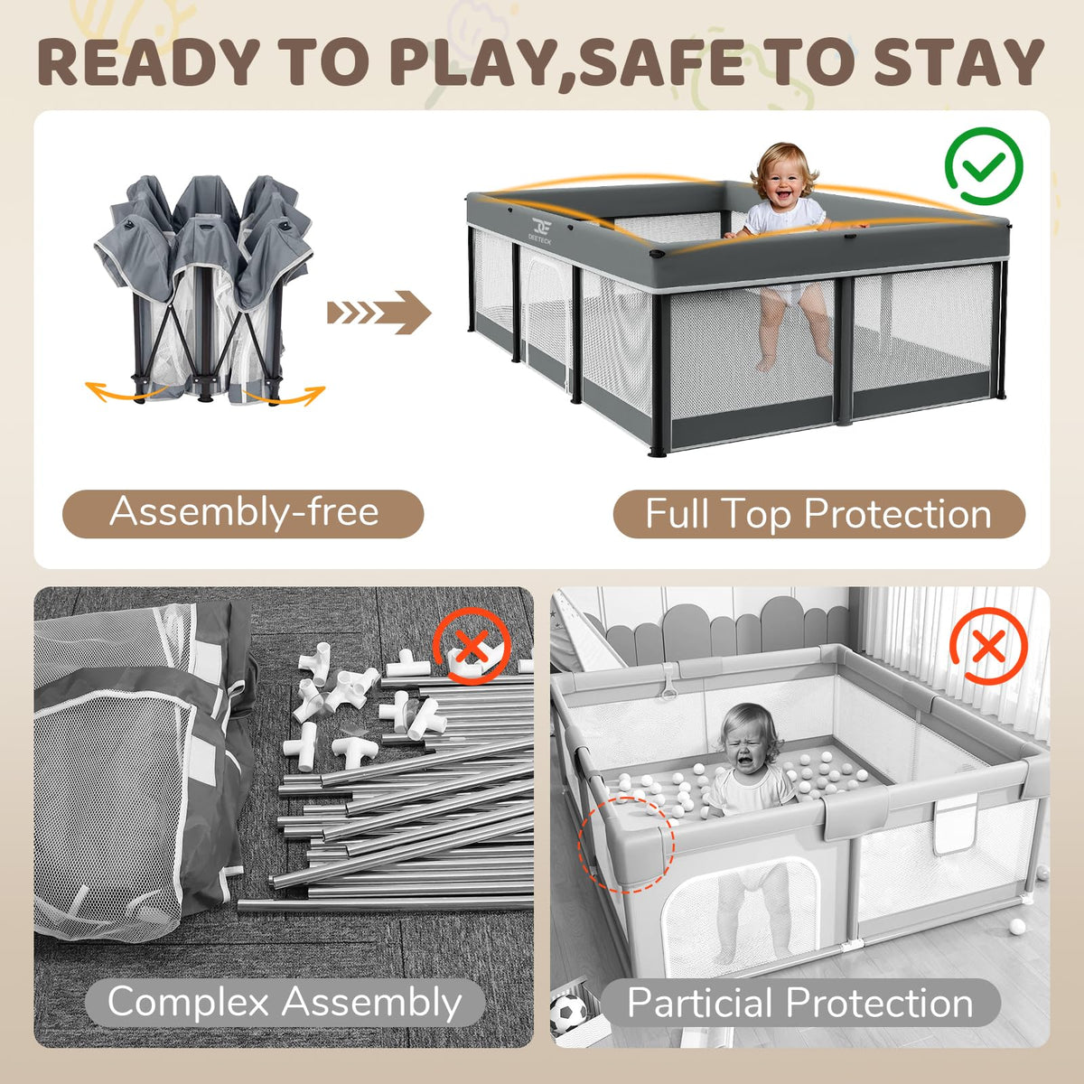 Foldable Baby Playpen with Mat Q979312