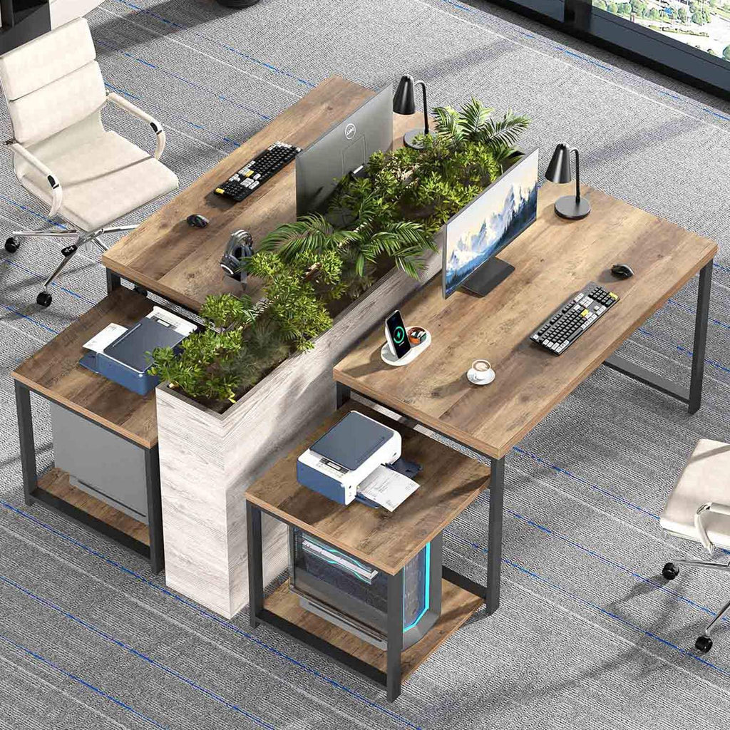 63 Inch Wood Computer Desk with Storage Shelves W5638
