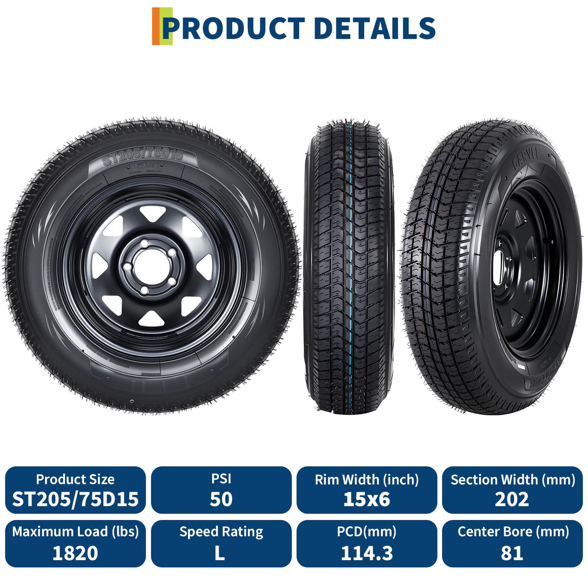 2-Pack ST205/75D15 Trailer Tires and 15" Rims O9348