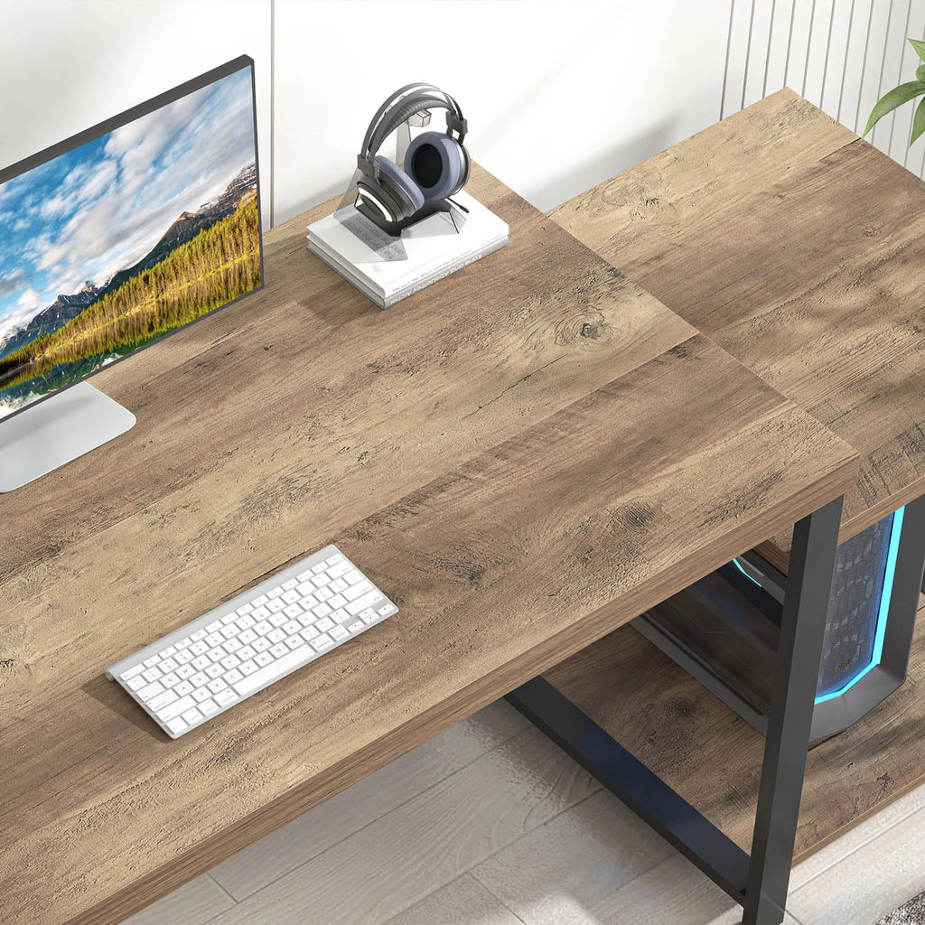 63 Inch Wood Computer Desk with Storage Shelves W5638