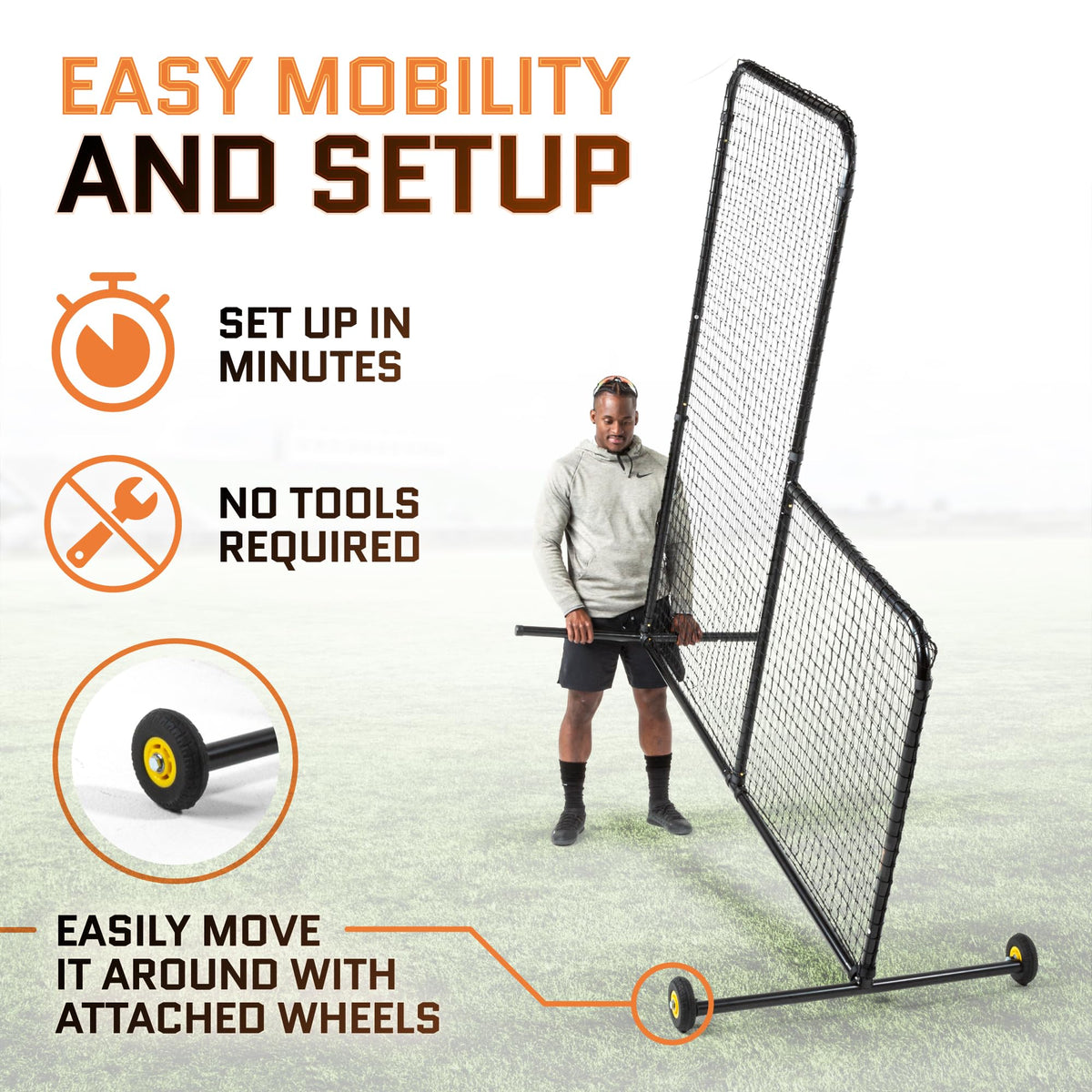 Baseball Pitching Net with Wheels 6 feet by 6 feet O491