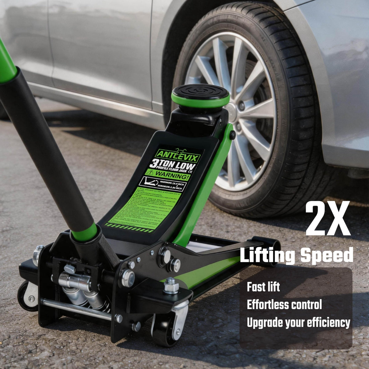 Heavy-Duty 3-Ton Low Profile Hydraulic Floor Jack Steel Dual Piston Pump A6652