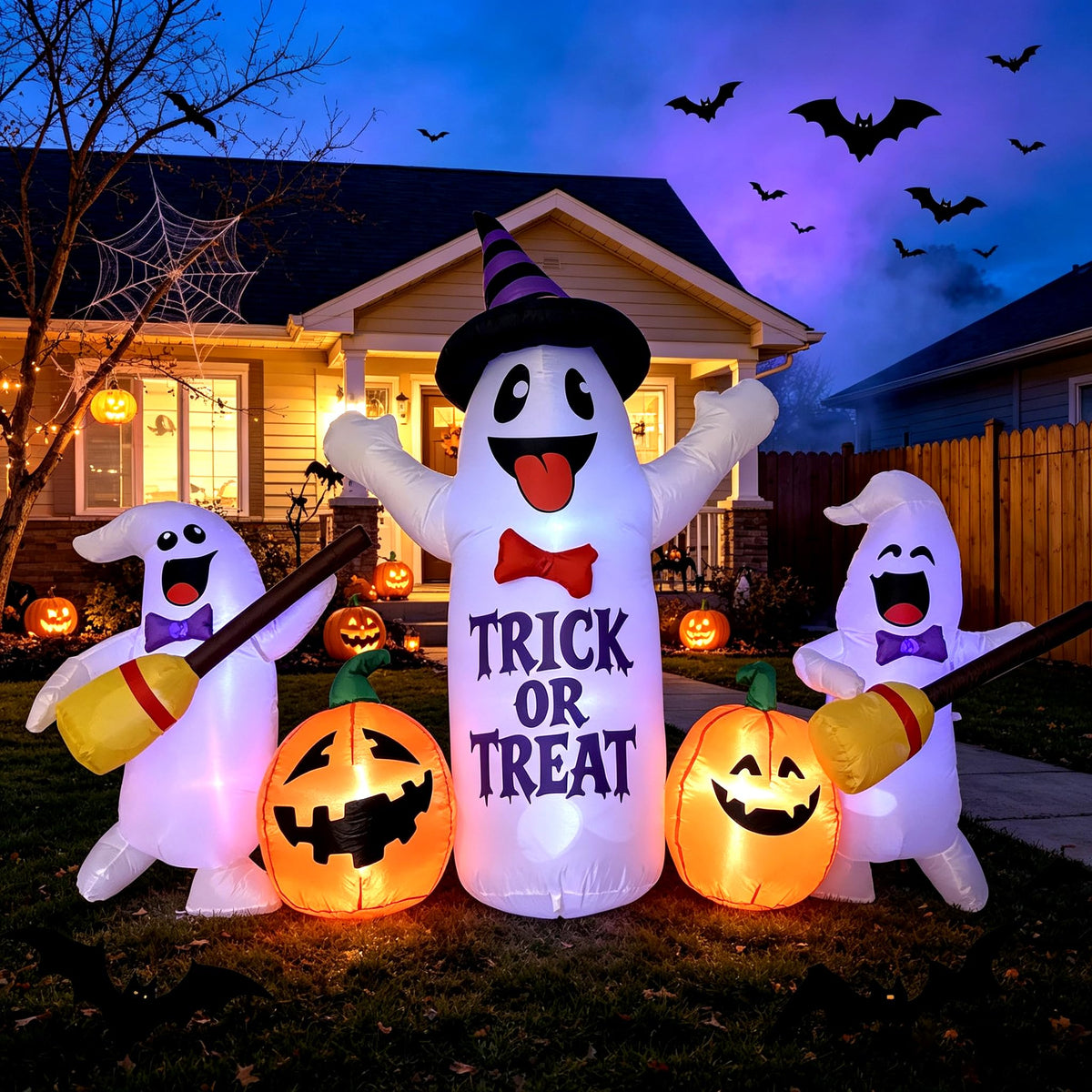 8FT LED Inflatable Ghosts with Pumpkins F205