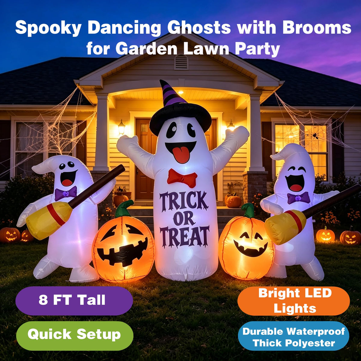 8FT LED Inflatable Ghosts with Pumpkins F205