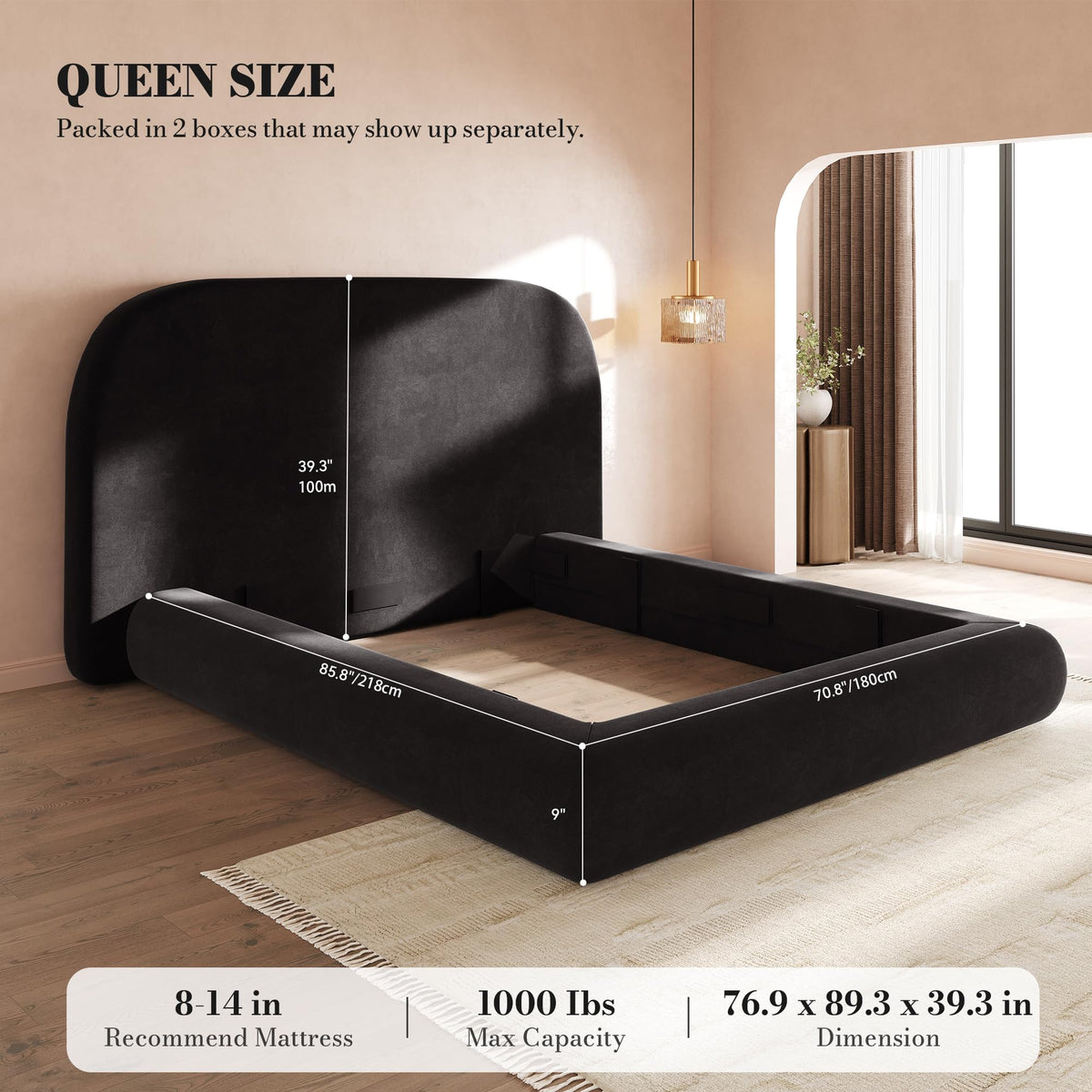 Queen Size Bed Frame with Headboard X33728