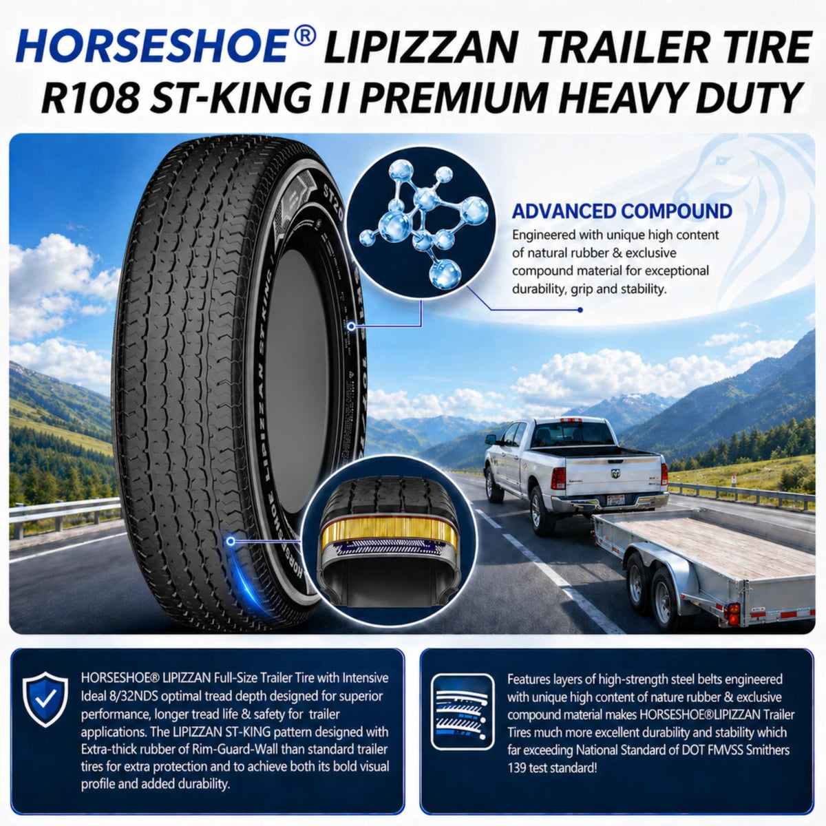 4 ST205/75R15 10PR Steel Belted Radial Trailer Tire K2239