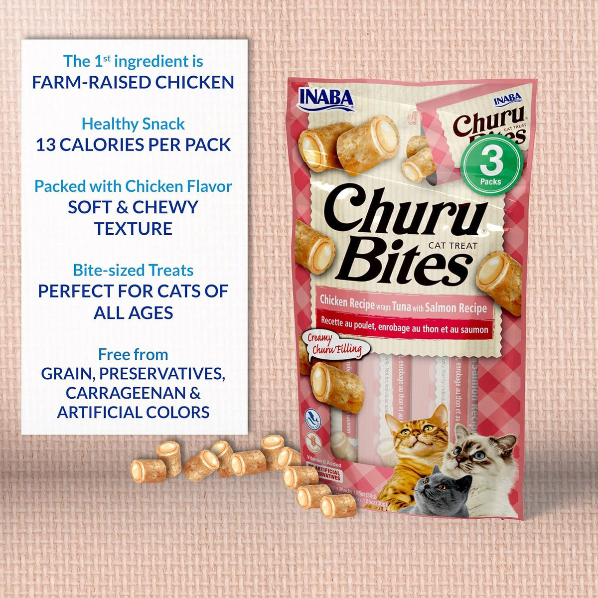 Soft Baked Chicken Cat Treats with Green Tea Extract, 12 Tubes M5917