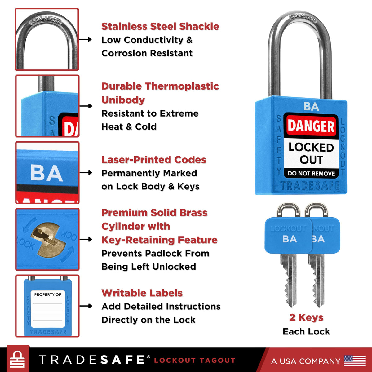 10 Blue Keyed Alike Locks D25734