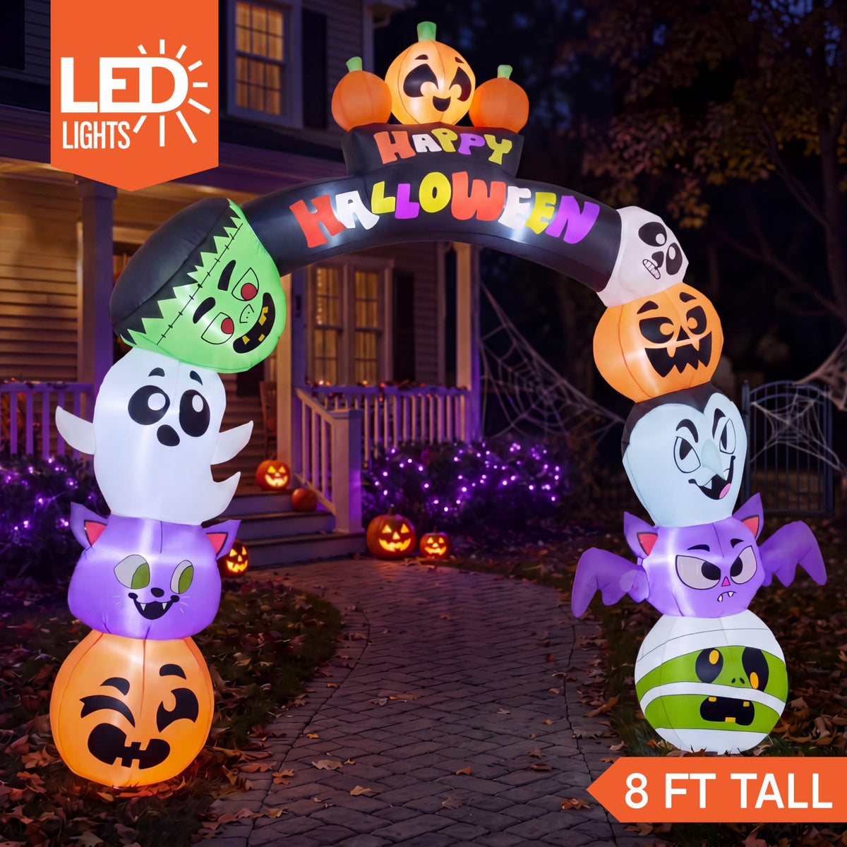 8 FT Halloween Inflatable Pumpkin Archway with LED Lights F516