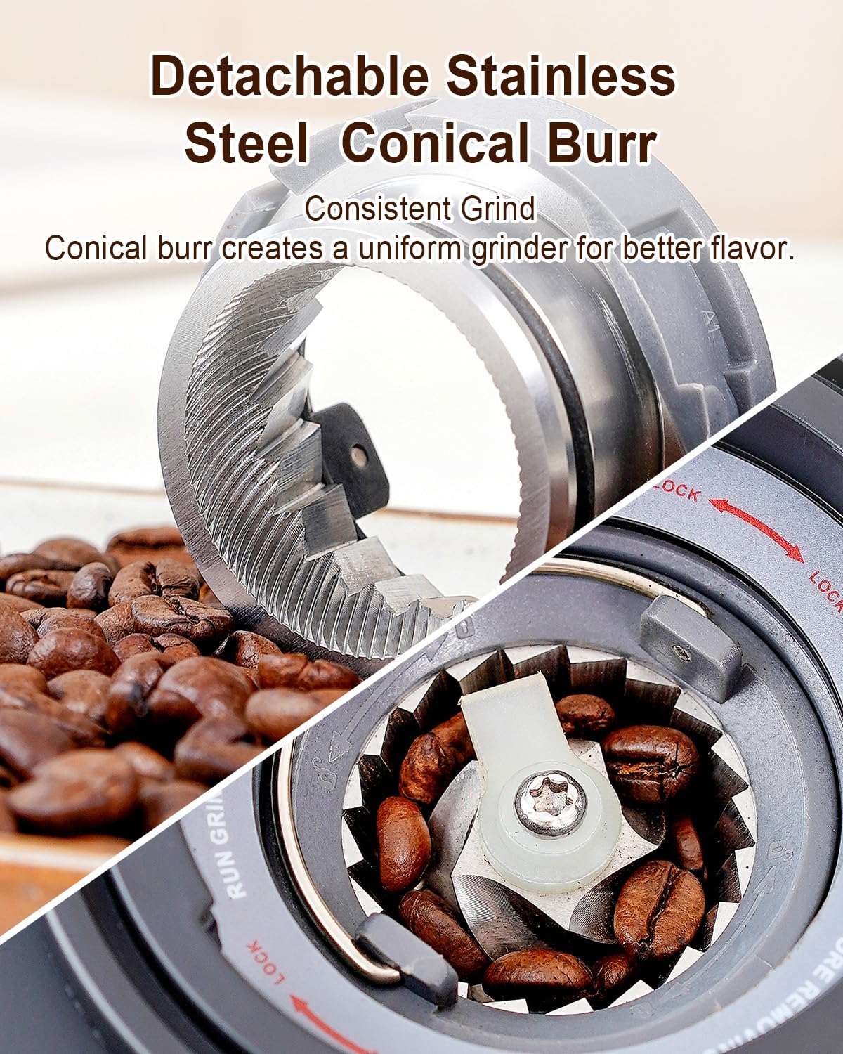 Conical Burr Coffee Grinder with Scale, 31 Grind Settings, Stainless Steel, Black G22521