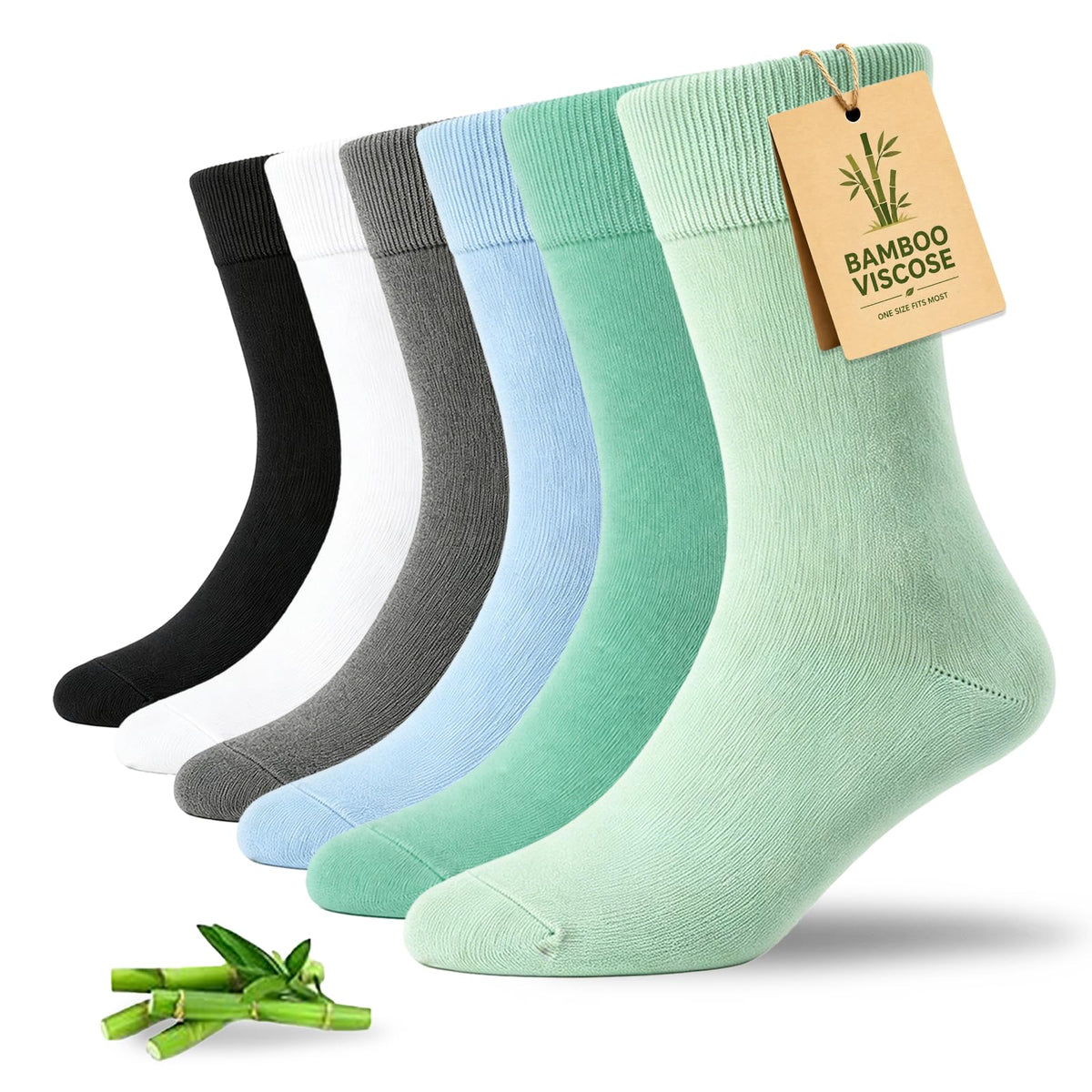 Women's 6 Pairs Bamboo Viscose Crew Socks P978
