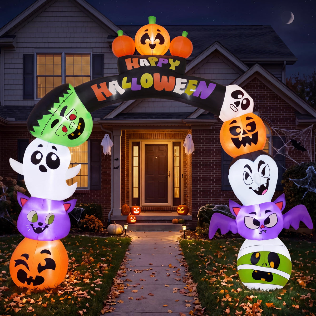 8 FT Halloween Inflatable Pumpkin Archway with LED Lights F516