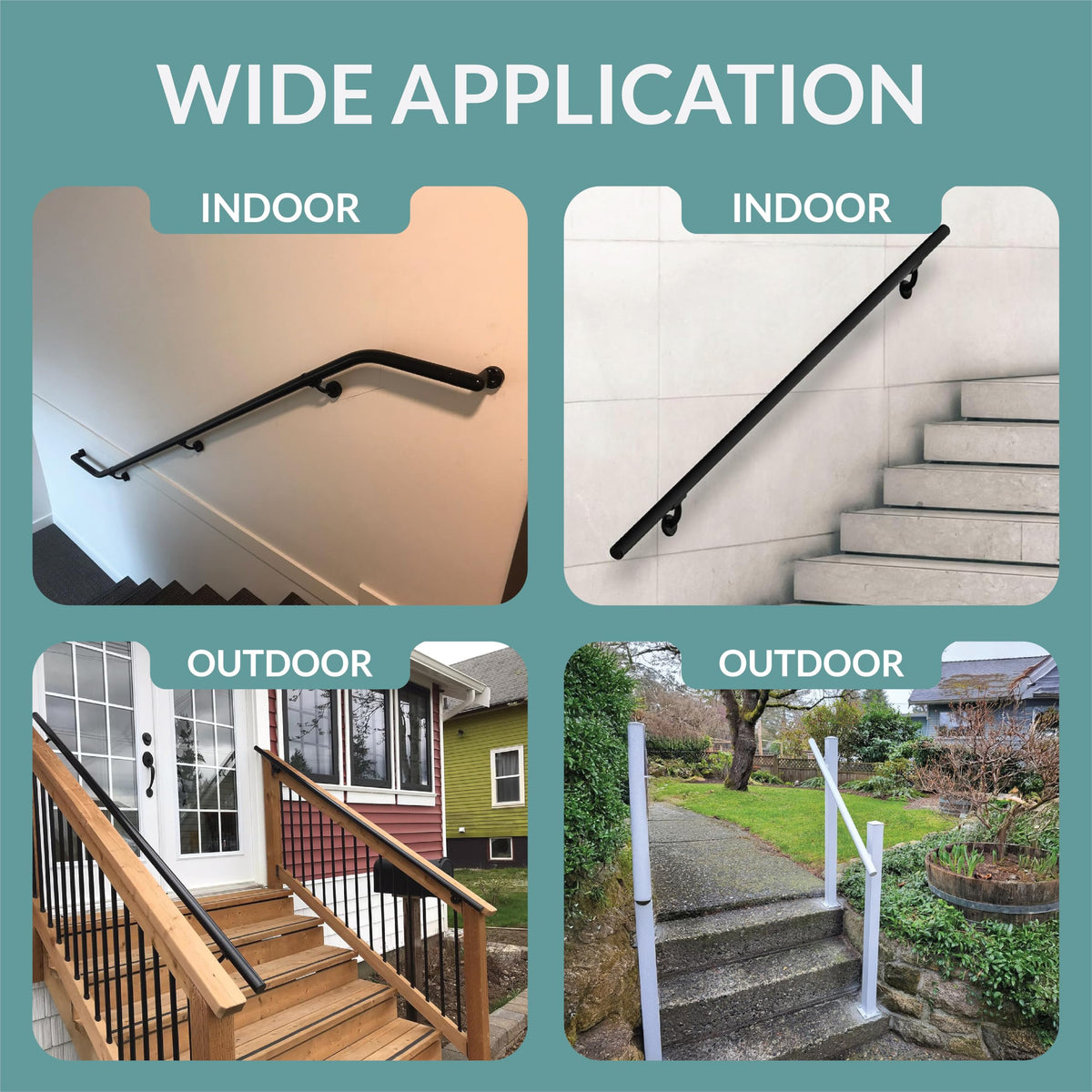 6FT Black Aluminum Stair Handrail Kit N3363