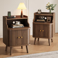 Mid Century Modern Nightstand Set of 2 with Charging Station I379