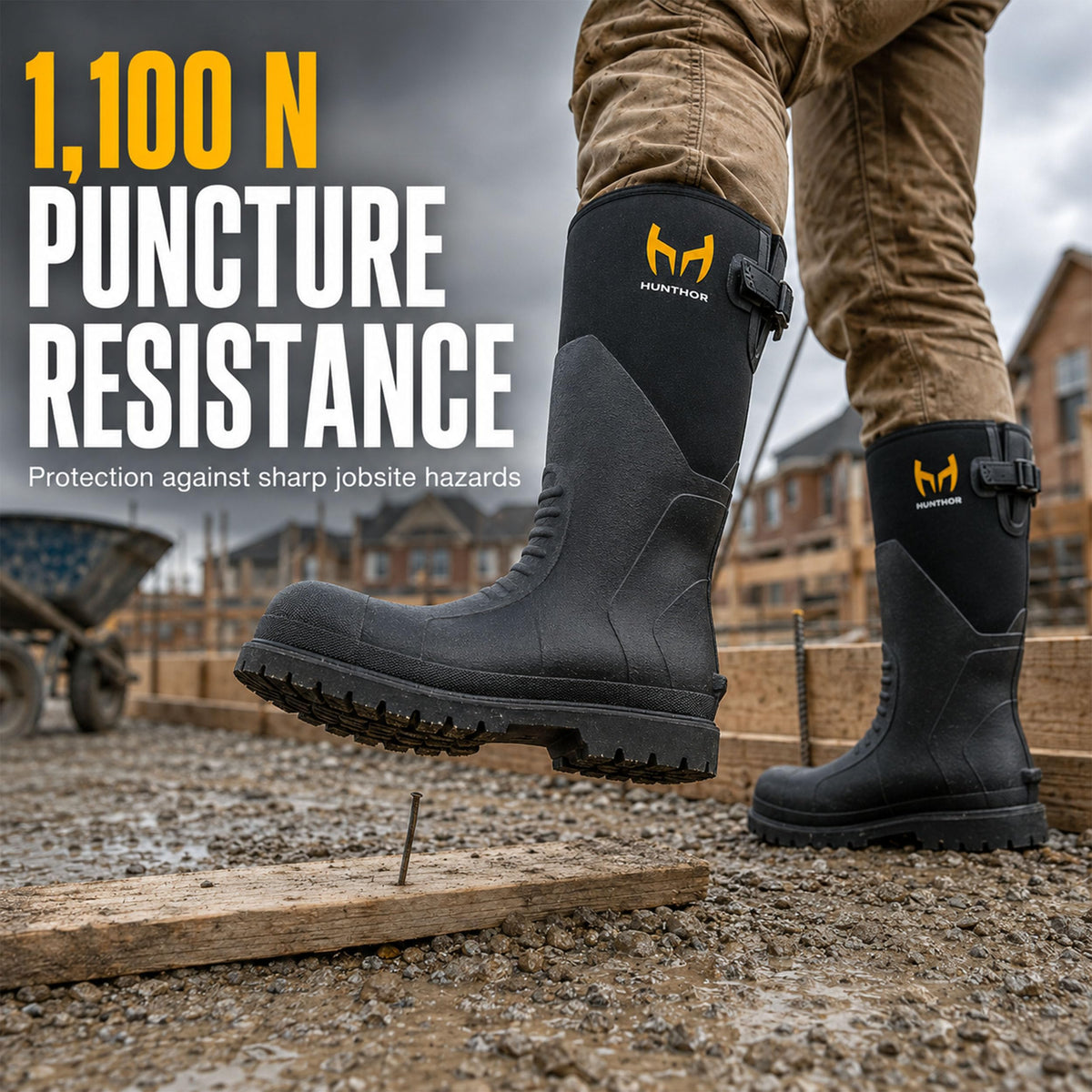 Steel Toe Rubber Work Boots with Steel Shank N47282