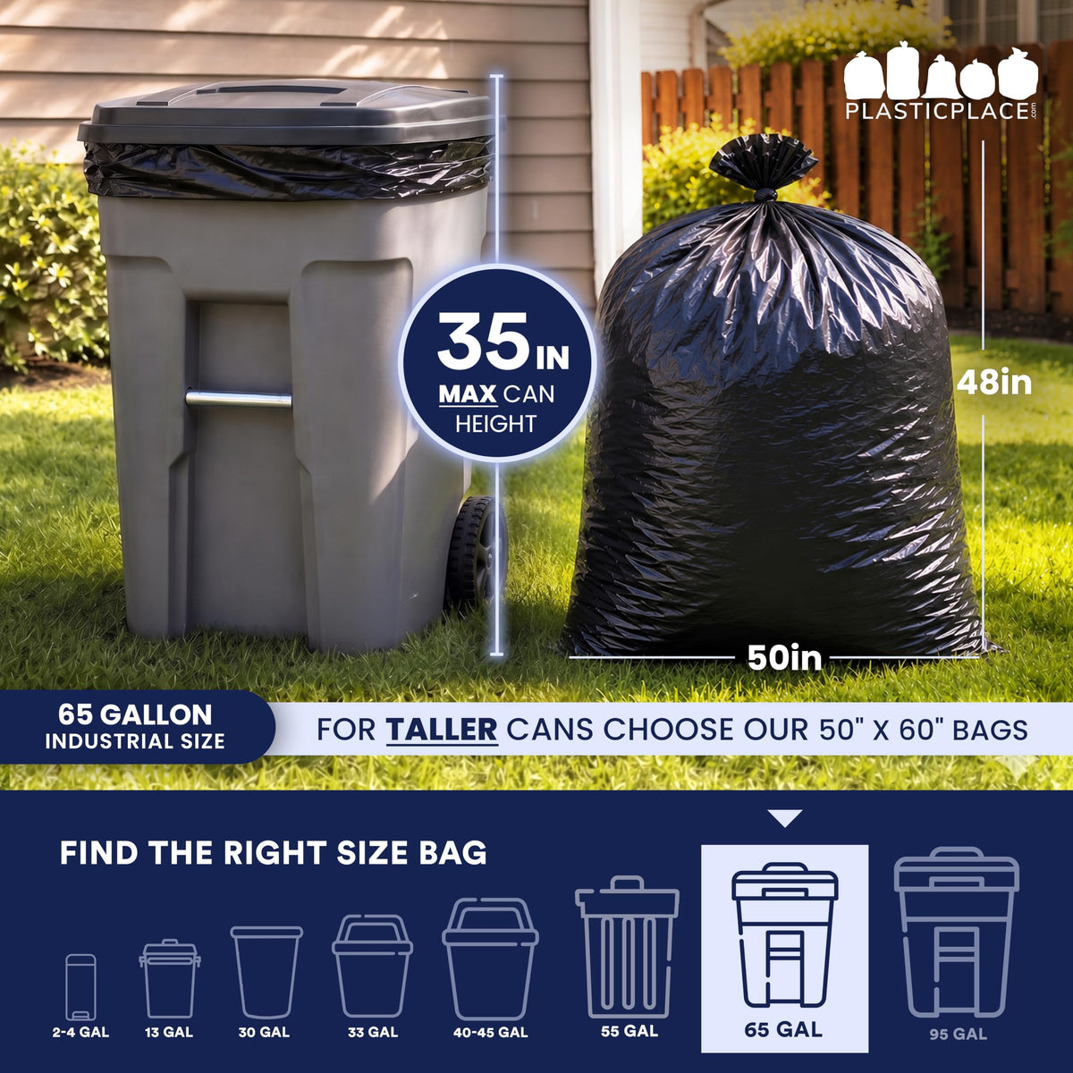 65 Gallon Black Heavy Duty Trash Bags 25 Count B607342
