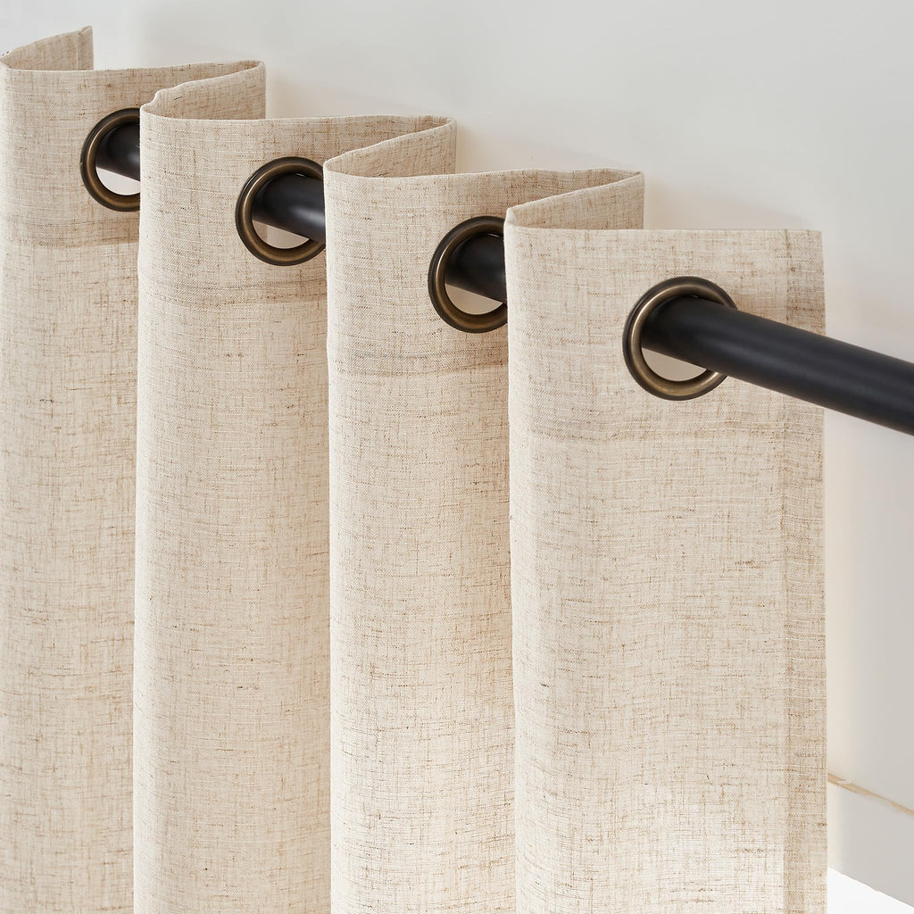 Linen Curtain 84 Inch Light Filtering Grommet 1 Panel Beige A82667