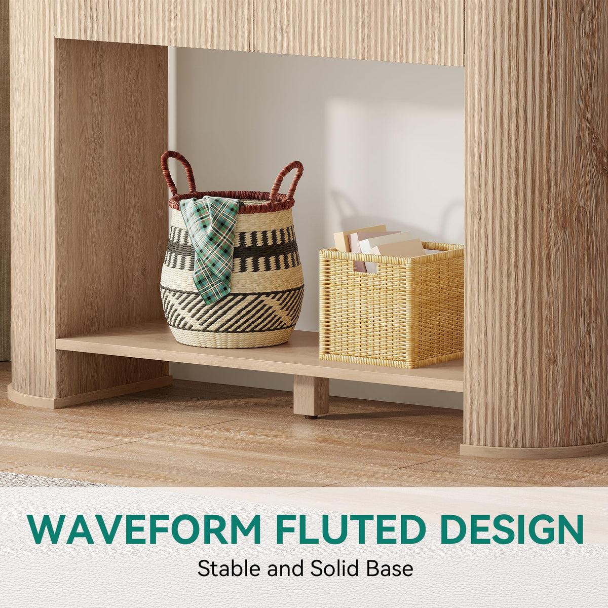 47.2" Oak Console Table with 2 Drawers & Shelf J658