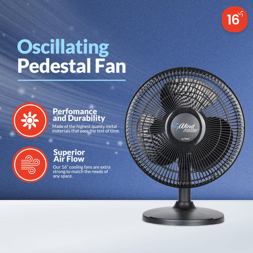 16 in Oscillating Desk Fan, 3 Speed, Adjustable Tilt, Black L38009
